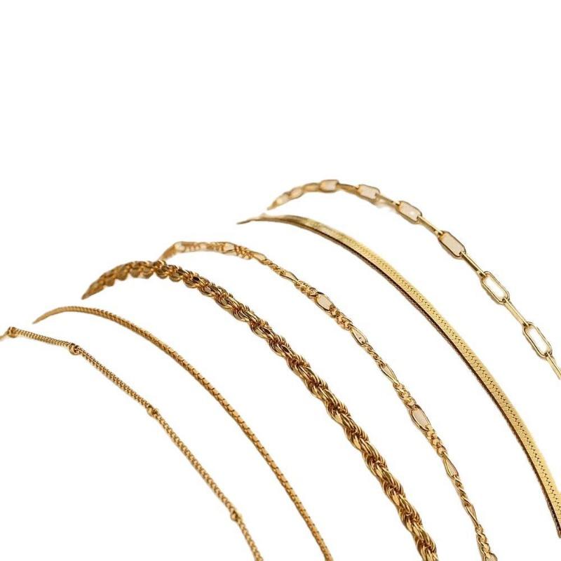 New Women's Fashion Bracelet Set, Fashion Chain, Paper Clip, Multi-layer Stacked Bracelet, Anklet.