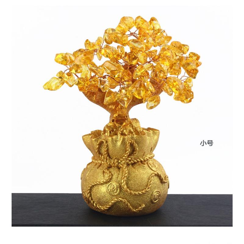 Crystal Tree Crystal Ornaments Money Bag Tree Home Craft Resin Money Bag Gift Wholesale Crystal Ornaments New Year Decoration