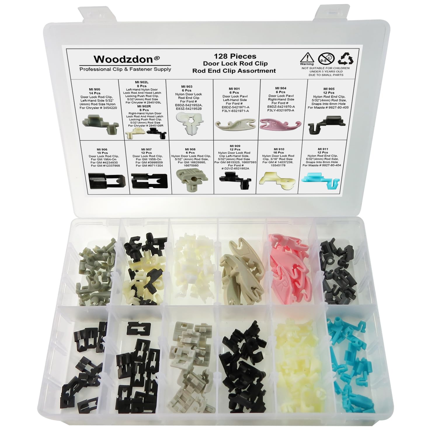 128 Pcs Door Lock Rod End Clip Tailgate Handle Rod Clip Door Lock Pawl Door Handle Rod End Retainer Assortment Fits 5/32  Rod for Chevrolet Silverado 128