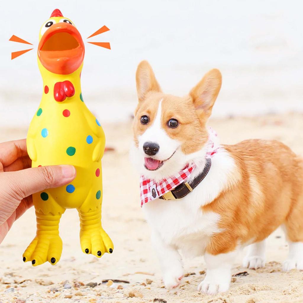 Pet Toy Spotted Latex Chicken Dog Squeaky Toy Interactive Stress Relief Screaming Chicken Dog Toy