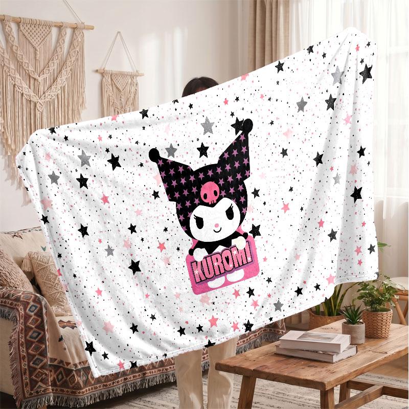 Warm Flannel BlanketKuromi Soft Cozy Throw Blanket for Bedroom Couch