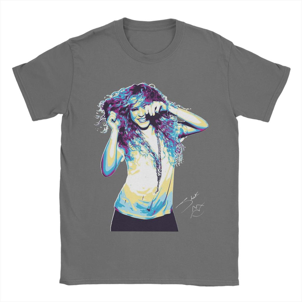 Vintage Singer Shakira TShirts for Unisex Round Neck Cotton T Shirts Short Sleeve Tee Shirt Unique Tops