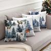 Christmas Pillow Cover Reindeer Cushion Cover 40X40 Chalet & Winter Pine Trees Themed Double Sided Short Plush Pillowcase