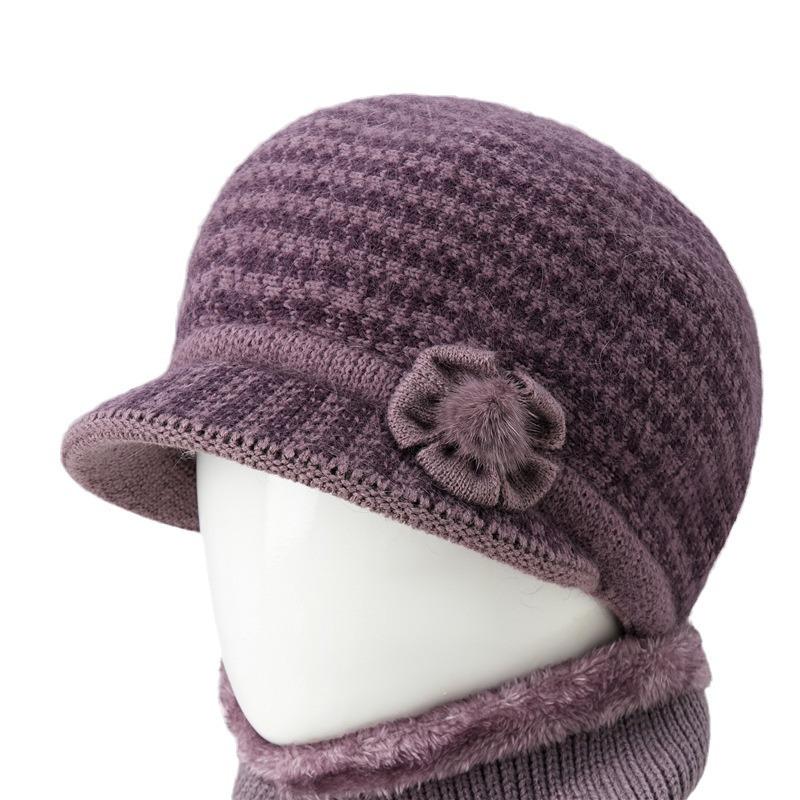 Autumn and winter hats Women's knitted hats Fleece warm wool hats Cold-proof cotton hats