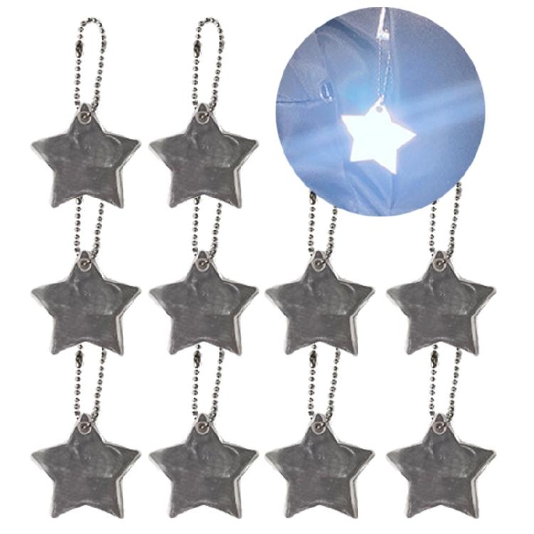 10x Personalized Outdoor Sport Keyrings Reflective Stars Safe Reflector Keychain
