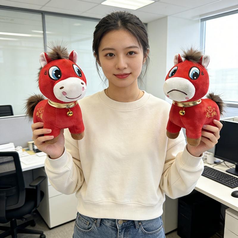 15-25Cm Red Crying Horse Plushie Figure Latest Annum Figure Charming Fortunate Cry Smirk Horse Plushy Item Chinatown Boutique Pony Decoration