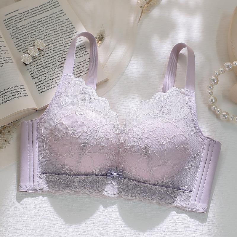 Thin Hole Cup Lace Without Steel Ring Bra Gathering Medium and Thick Cup Closing Breast Adjustment Type