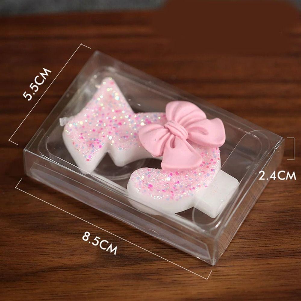 New Creative Number Birthday Candles 3D Design Pink Extended Big Number Candle Bow Knot Any Celebration Cake Topper Decoration