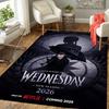 1Pc Wednesday New Season Nightmares Printed Flannel Rug Soft Non Slip Carpet for Bedroom Living Room Office Floor Outdoor Home Decor Xmas Gift Q1490