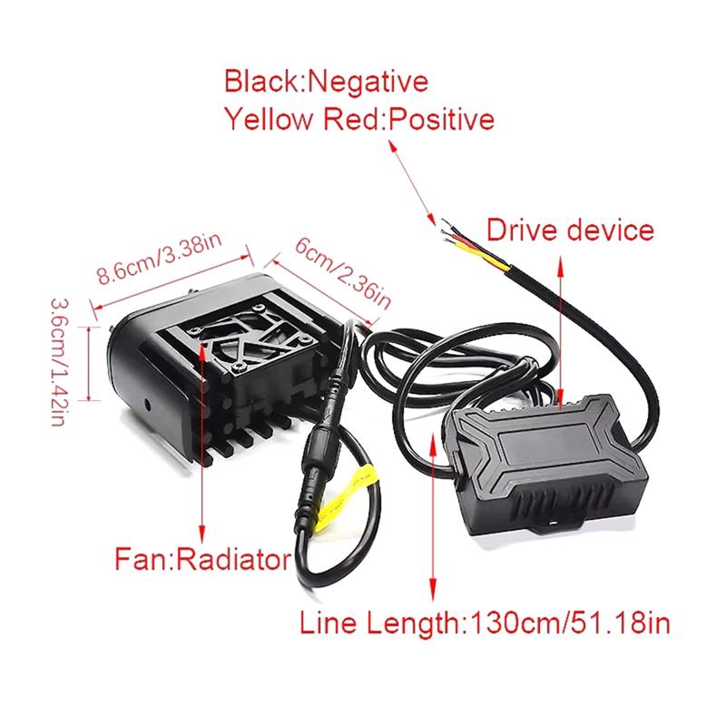 2PC LED Spotlight Pods Motorcycle Car Fog Driving Offroad 30000LM 120W Dual Color With Fun 10V-80V Truck ATV UTV