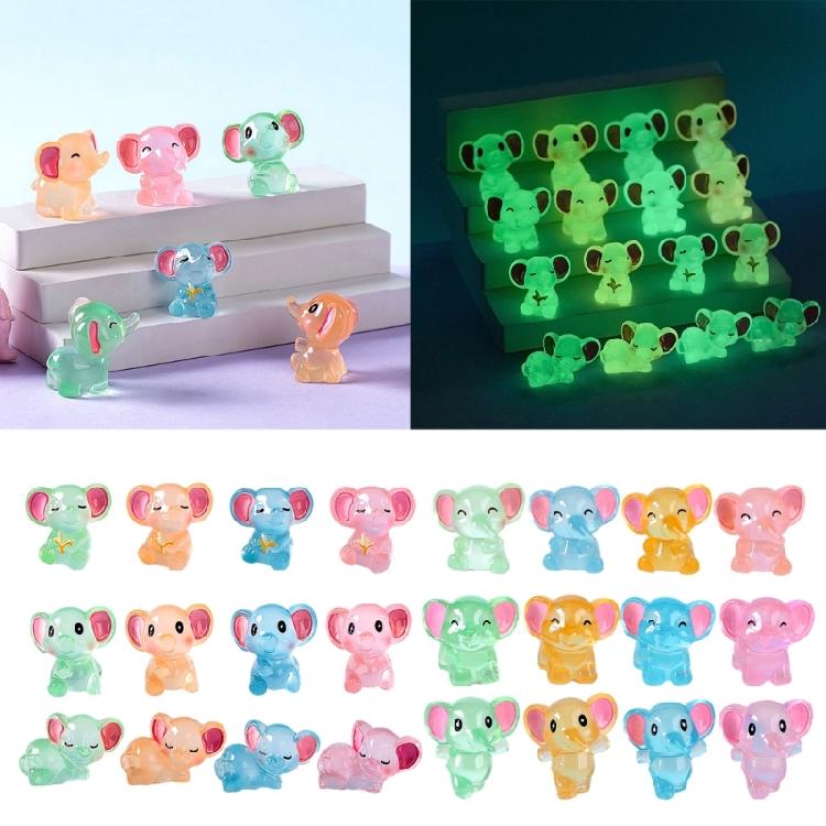 Resin Figurines Miniatures Elephant Glowing At Night Fairy Garden Decoration