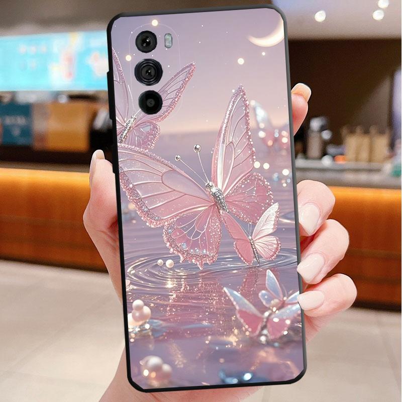 Pink Butterfly Funda Phone Case For Motorola Edge 50 40 Pro 60 50 40 30 Ultra Neo Fusion Moto G Play G Stylus G Power G