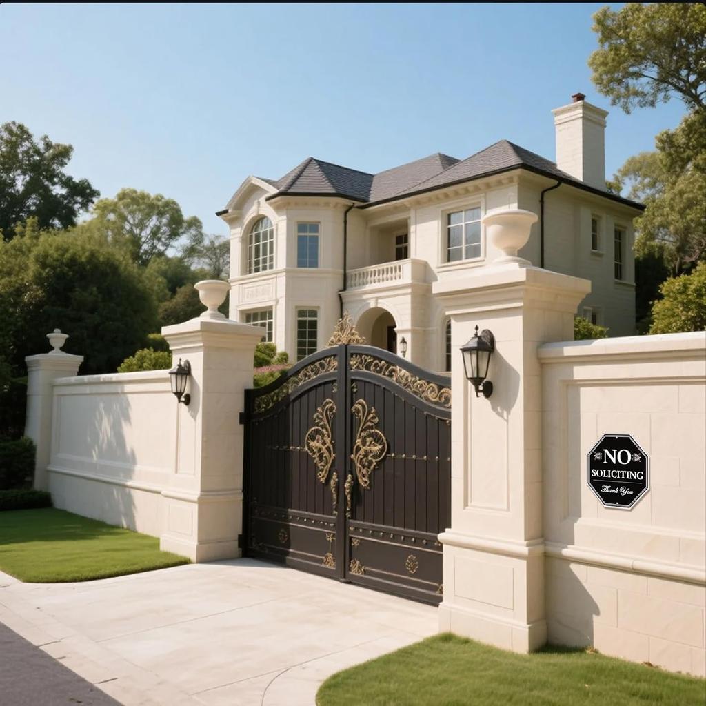 No Soliciting Sign for House, 10x10 Inch – Durable Aluminum Metal Sign for Front Door or Wall, Weather-Resistant, Easy to Mount with Nails or