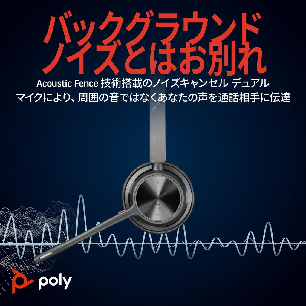 Poly Wireless Headset Voyager 4320 Bluetooth Dongle Included Noise Canceling Microphone Included Lightweight Year Manufacturer Wireless Earphones