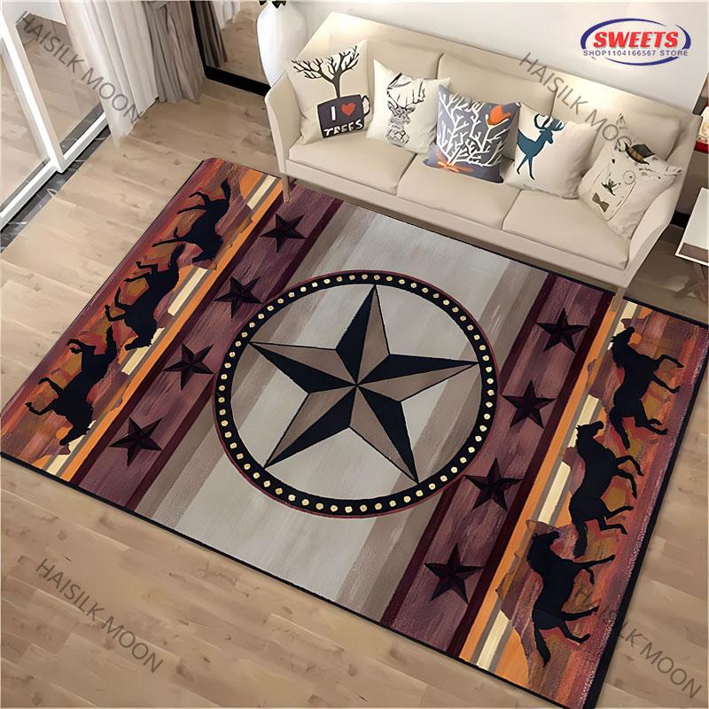 1PC Personalized Vintage Pentagram Pattern Carpet Living Room Bedroom Sofa Large Area Decorative Mat Kids Play Non-slip Rug Gift