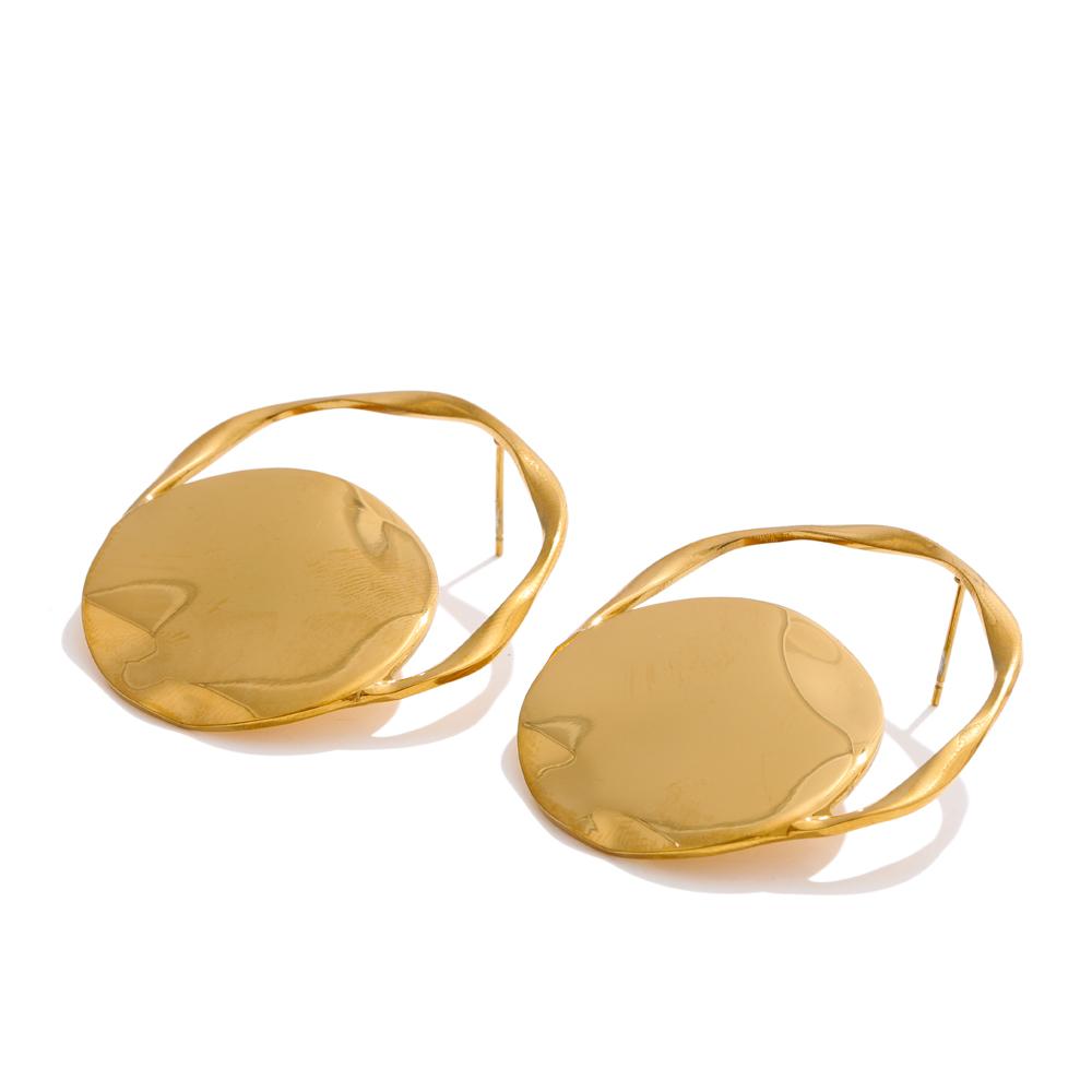 

Eetit Элегантные круглые геометрические серьги-гвоздики из нержавеющей стали на каждый день для женщин, предотвращающие аллергию, металлические, универсальные, большие, оптом золотой