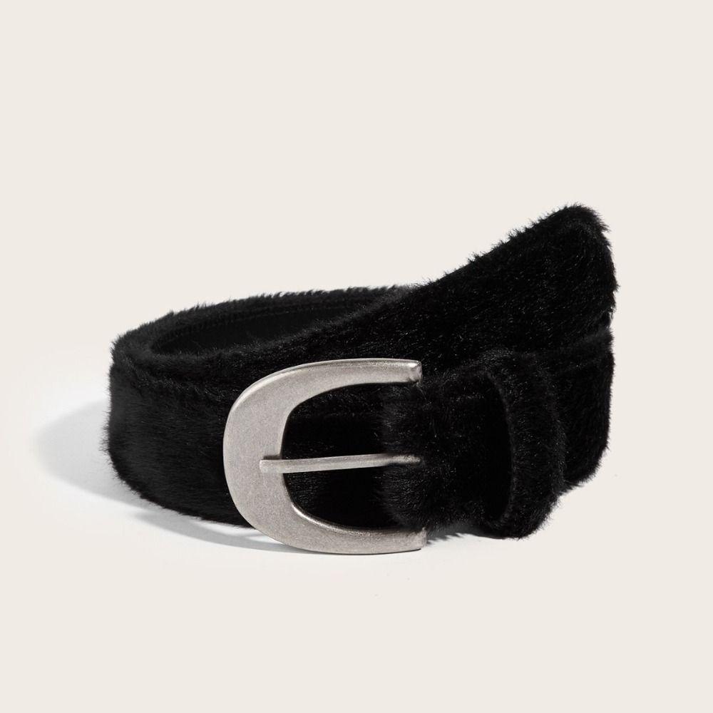 

Casual Women s Belt Trendy Trouser Dress Belts Retro Plush Leather Belt Gifts 102cm чорний