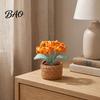 Multi Color Crochet Flower Pot Crocheted Potted Plant, Artificial Yarn Ornament, Vibrant Multi-color No Maintenance Fake Flowers Knitted Desktop Plant