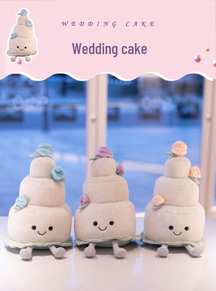 Jelly Wedding Series: Cute Plush Doll with Wedding Cake Bouquet & Diamond Ring Art