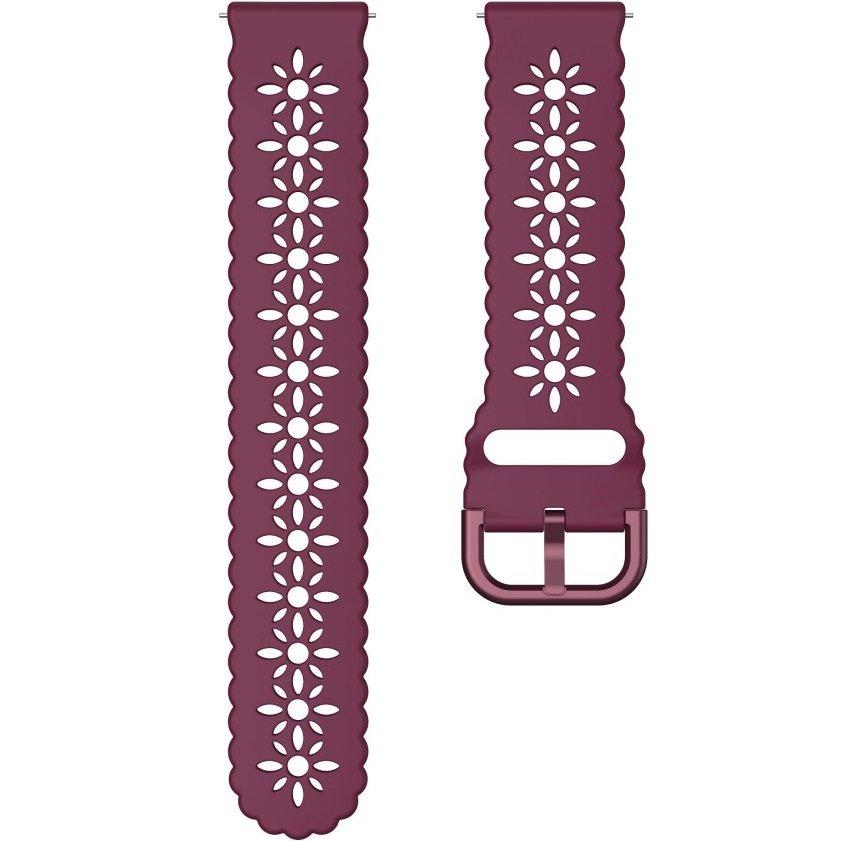Universal Silicone Strap 22mm Soft Hollowed-out, Burgundy
