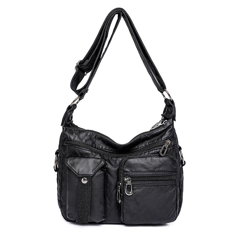 

Women Leisure Crossbody Bag Leather Shoulder Bags Female Multi-purpose Messenger Bag Sac Courses Large Capacity Student Bags чёрный