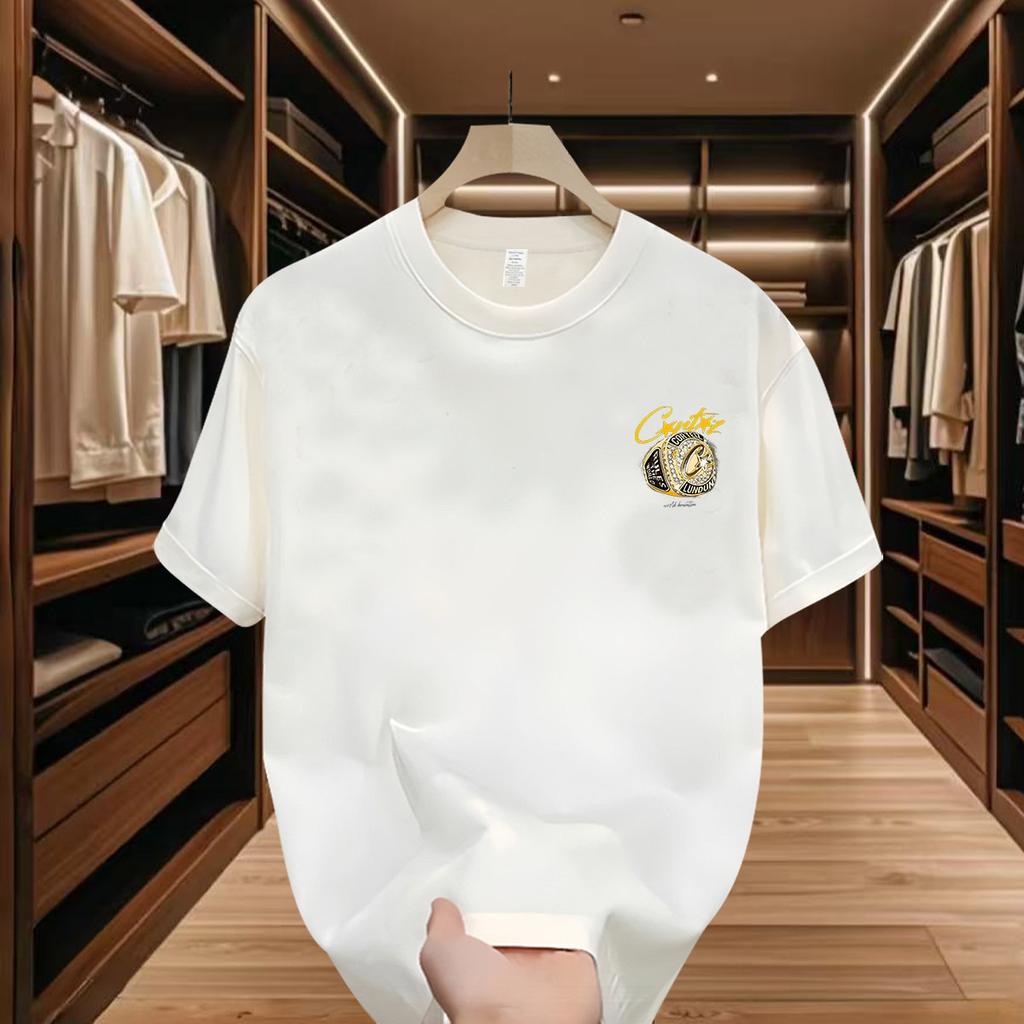 Cotton Summer New Men's Short Sleeved T-shirt Top Loose Trendy T-shirt Round Neck