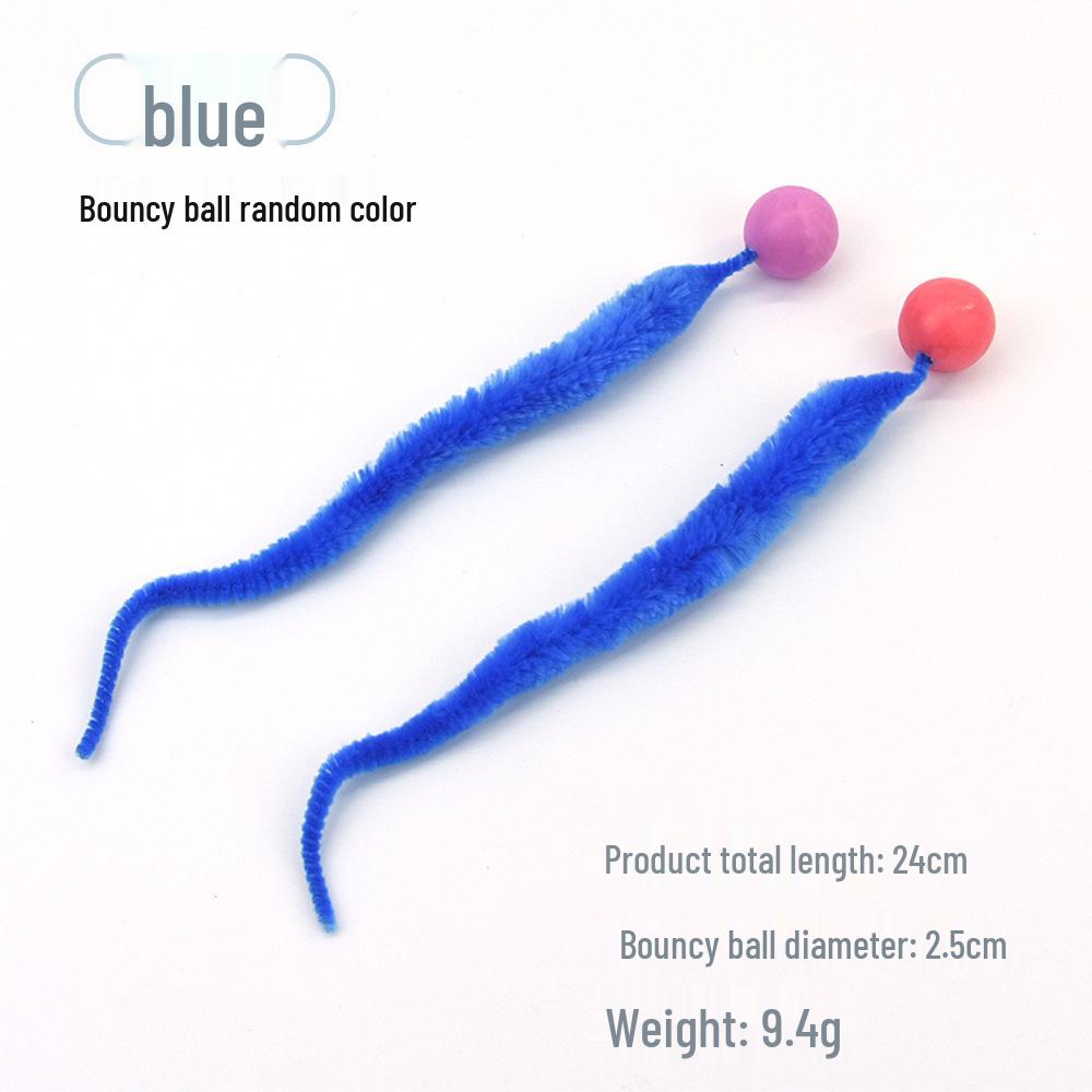 Solid Color Elastic Ball & Caterpillar Teaser Stick Kitten Toy