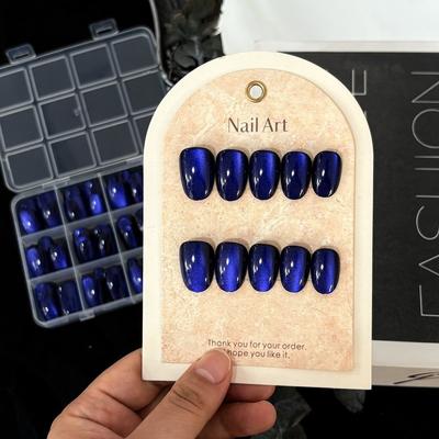 144Pcs Oval Fake Nails Short Medium Full Cover False Nails Fashion Cat Eye False Nails Women