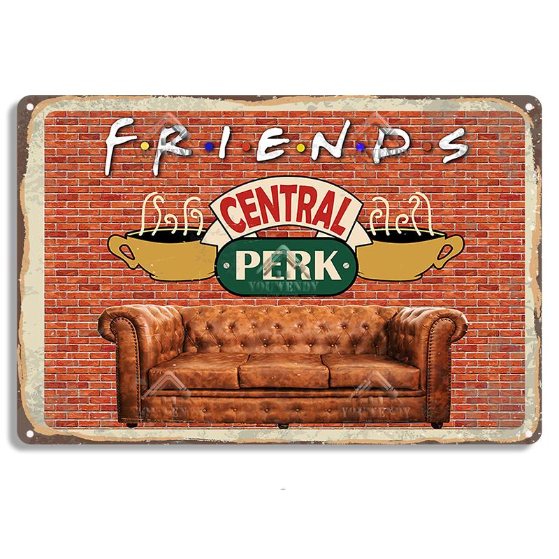 Central Perk Friends Kaffee, Vintage Metallblechschild, Dekorative Plakette, Retro Schild Cafe Küche Wohnzimmer Bar Poster, UW83