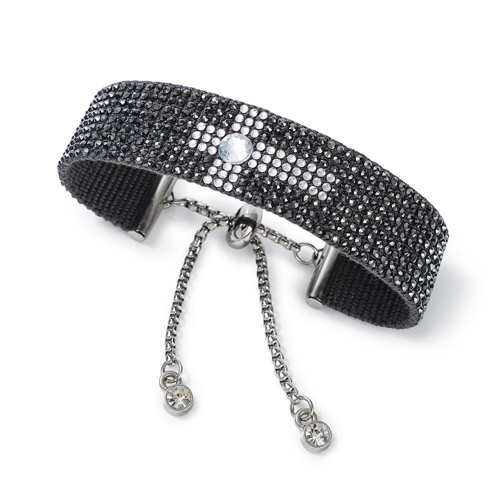WWJD Rhinestone Cross Braided Bracelet – Hand-Woven, Creative, Adjustable Tail Chain, Diamond-Embellished