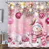 GAEWeihnachten Winter Schneemann Rosa Kugel Duschvorhang Schneeflocke Kiefernzweig Badezimmervorhang für Feiertagsdekorationen Wasserpr