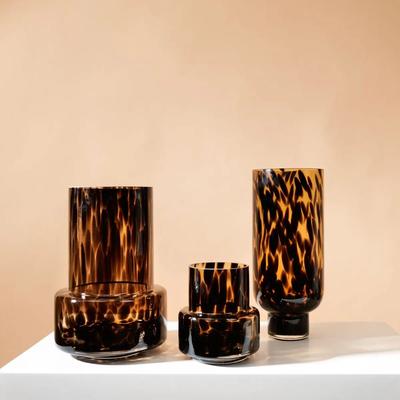 Leopard Print In Ancient Style Vases Creative High-grade Glass Vase Decoration Living Room Household Desktop Decoration Crafts