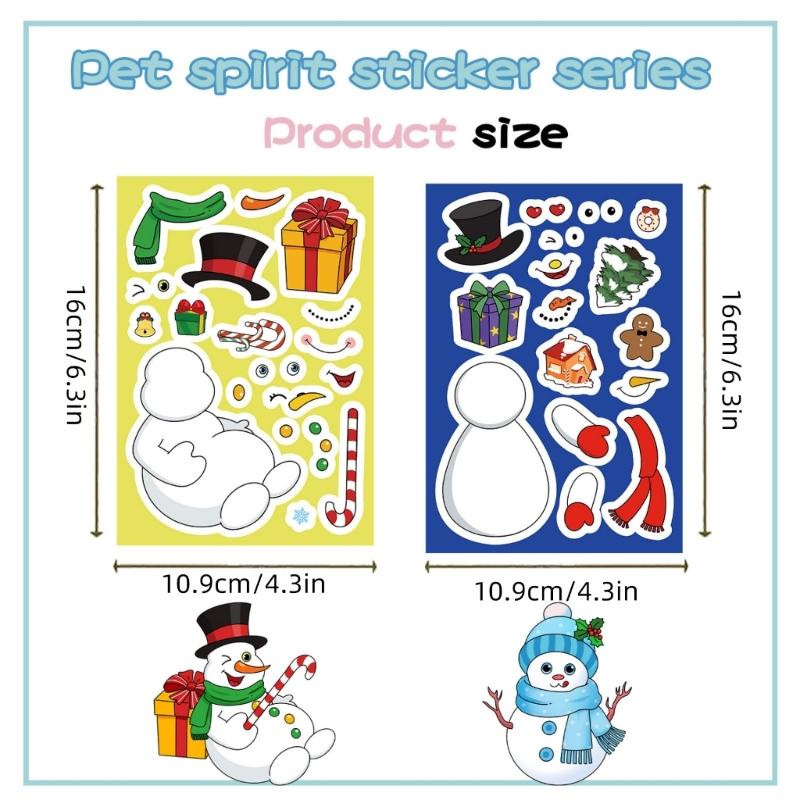 Festives Snowman Design PVC Puzzle Stickers Set Of 24 Removable Waterproof Tablet Skin Decals