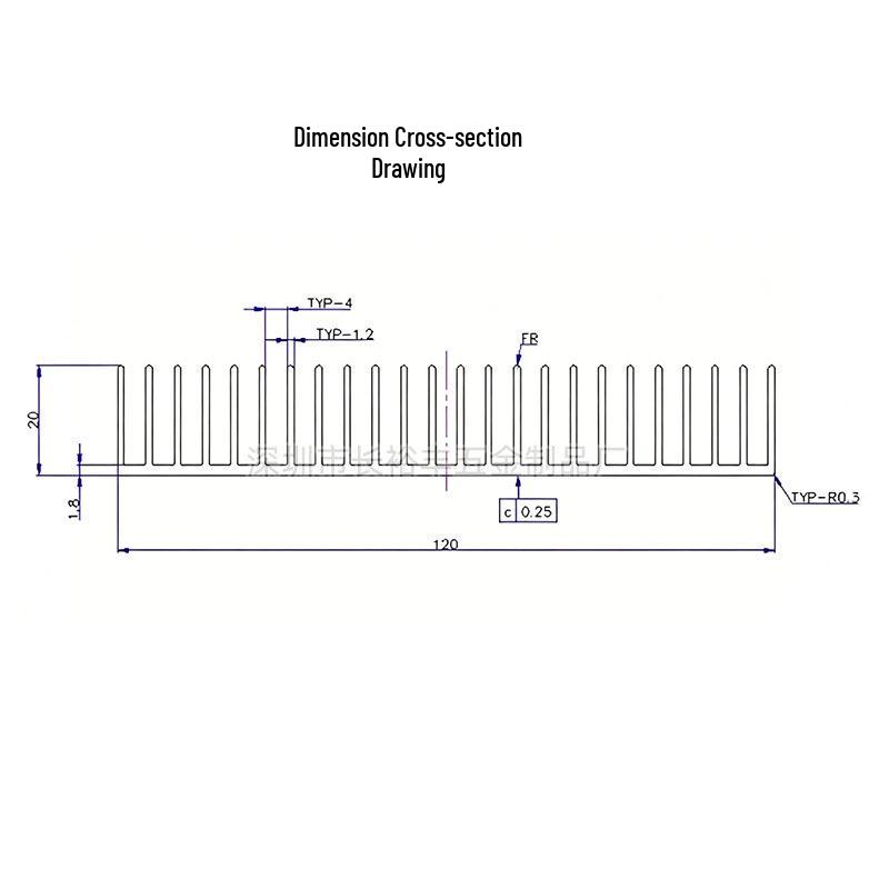 Aluminum Profile Heatsink 120x20MM for IC Graphics Card Router Heat Dissipation