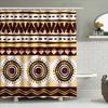 Decorative Shower Curtain With African Print Design Modern Bath Rug Decoration, Rustic Decor, Dark Beige Color, Polyester Fabric