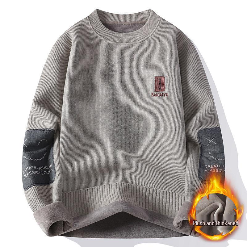 Plüsch-Winterpullover für Herren: Dicker Samt Langarm-Basisschicht für Jugendliche & Teenager