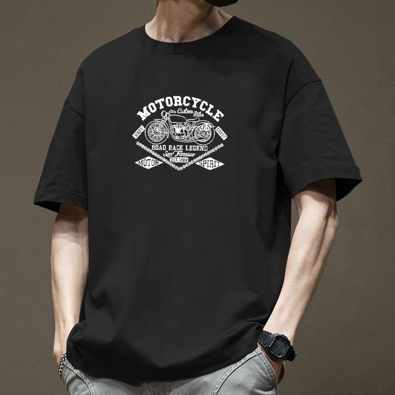 Simple T-shirt Men's Print Summer Trendy Printed Cotton Breathable Short Sleeved Loose Trendy Breathable T-shirts