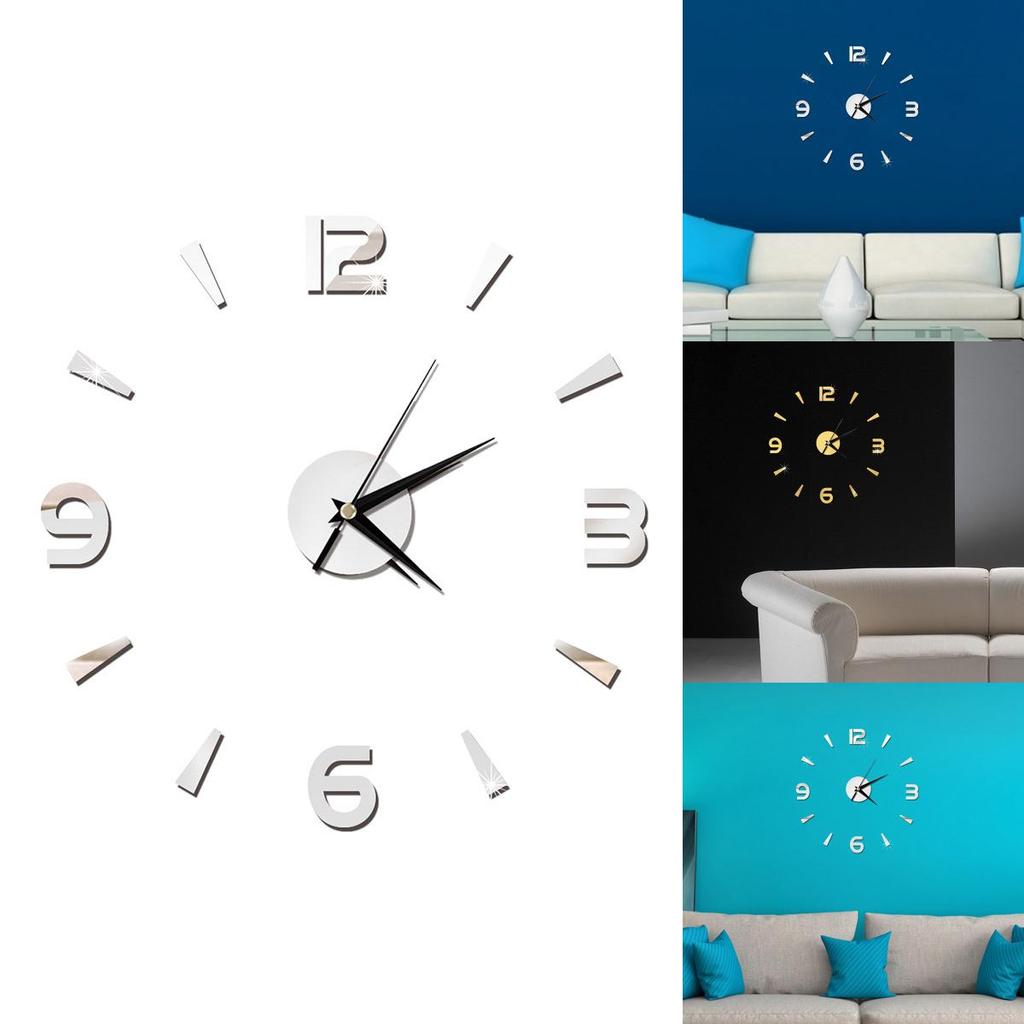 Elegante DIY Analoge 3D Spiegeloberfläche Wanduhr mit Großen Zahlen für Heimdekoration