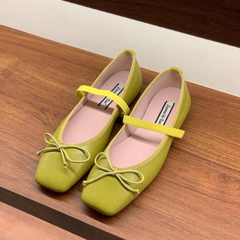 

Fashion SUOJIALUN 2025 Spring New Candy Color Women Flat Shoes Fashion Round Toe Ladies Elegant Mary Jane Shoes Soft Ballerina Shoes 39 жёлтый