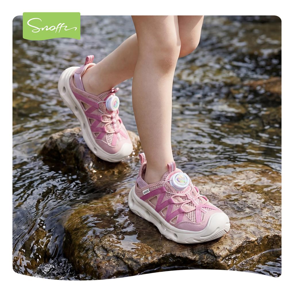 Snafei Girls' Sandals 2026 Summer New Children's Sports Shoes Knob Buckle Non Slip Soft Bottom Outdoor Casual Shoes