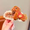 Grid Cartoon Hair Clip Large Plush Edge Clip Creative Horse Hairpins  2026 New Year