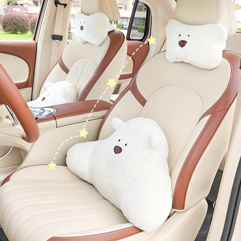 KKJOY Bear Shaped Car Headrest And Lumbar Support Versatile Automotive Interior Decorations Suitable for All Vehicle Models