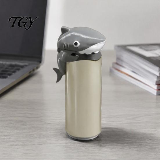 Creative Party Favor Portable Soda Can Lid Cover, Shark/Dinosaur/Frog/Hippo/Elephant Shape, Durable Beer Protector Plastic Dustproof for 375ml