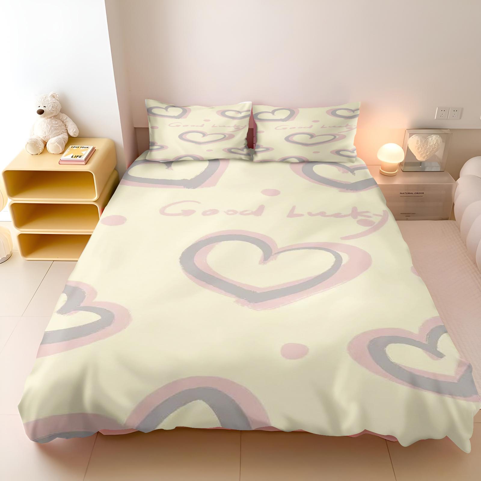 

Милый мультяшный пододеяльник с любовью, постельный комплект для детей, подростков, девочек, декор спальни, пасхальный подарок для друзей 135x200cm