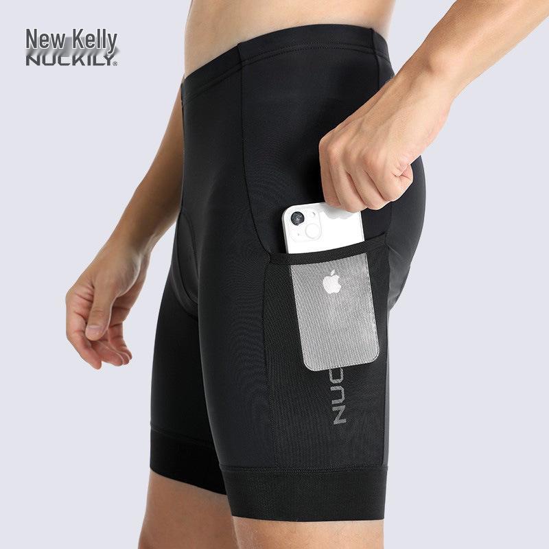 NUCKILY Men s Cycling Shorts with Shock-Absorbing Sponge Silicone Pad - Breathable, High Elastic, and Close-Fitting Design L чёрный