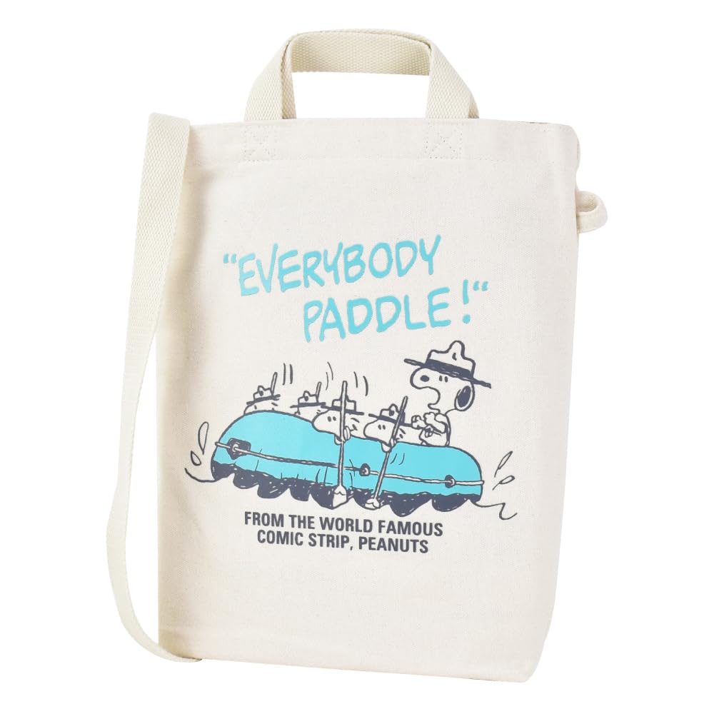 Tote Bag Shoulder Tote A4 2way Large Capacity Large Shoulder Canvas Simple 0157 [Snoopy] Women's Off-White (SPZ-3084)
