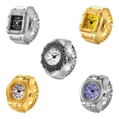 Reloj de cuarzo con anillo, esfera de dígitos, rectangular, Unisex, joyería, regalos, 1 ud.