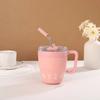 Stainless Steel Thermos Coffee Mug with Handle Portable Office Home Breakfast Milk Water Tea Cup with Lids and Straw Drinkware