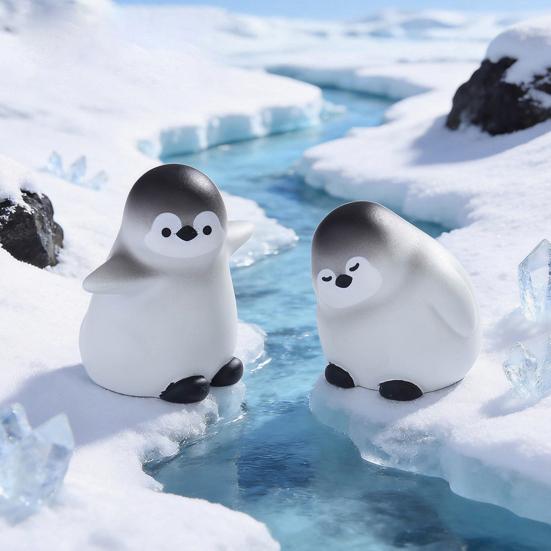2 Pcs Miniature Penguin Figurines, Cute Tiny Resin Penguin Figures, Mini Arctic Animals Cake Topper for Fairy Garden, Micro Landscape, DIY Crafts