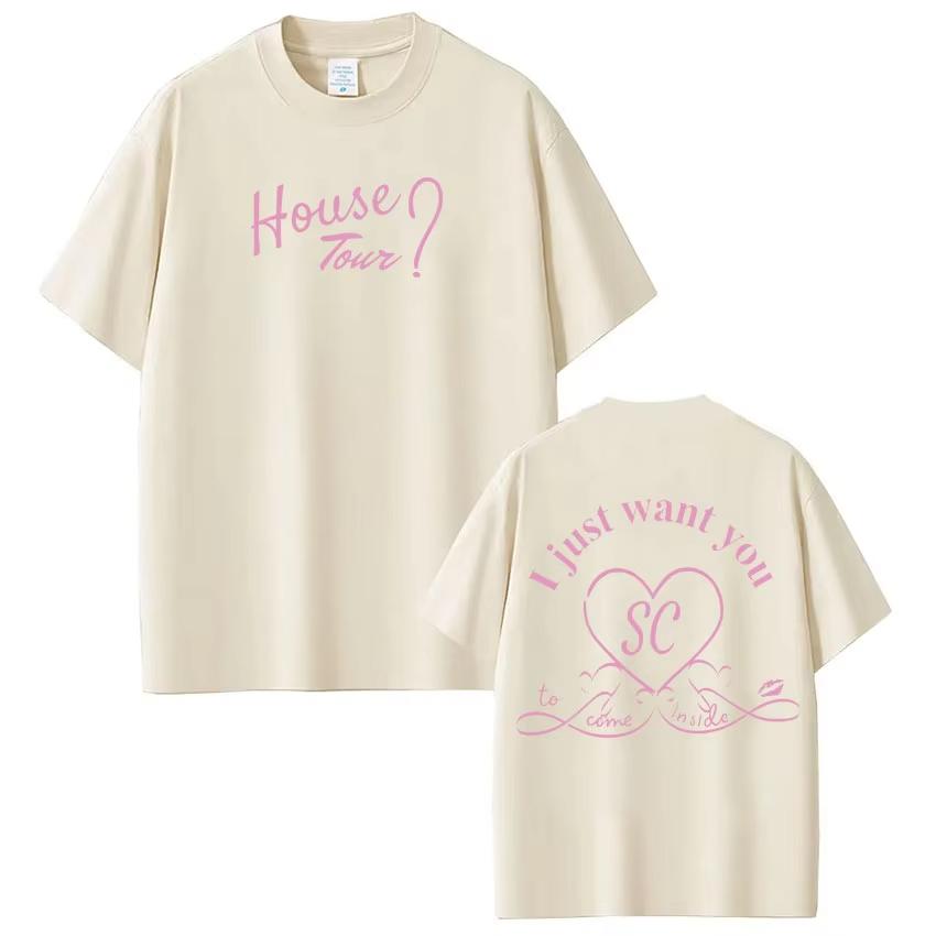 House Tour Sabrina Carpenter I Just Want You Fashion Print Tshirt Men Women pure Cotton Tshirts Summer Aesthetic Tshirts
